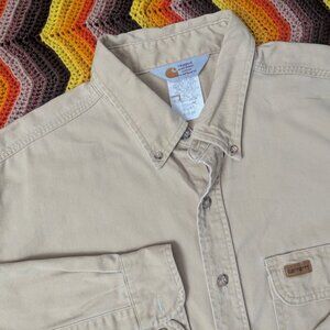 2XL men's VTG 90s Carhartt Rugged Outdoor Wear Denim Shirt H103